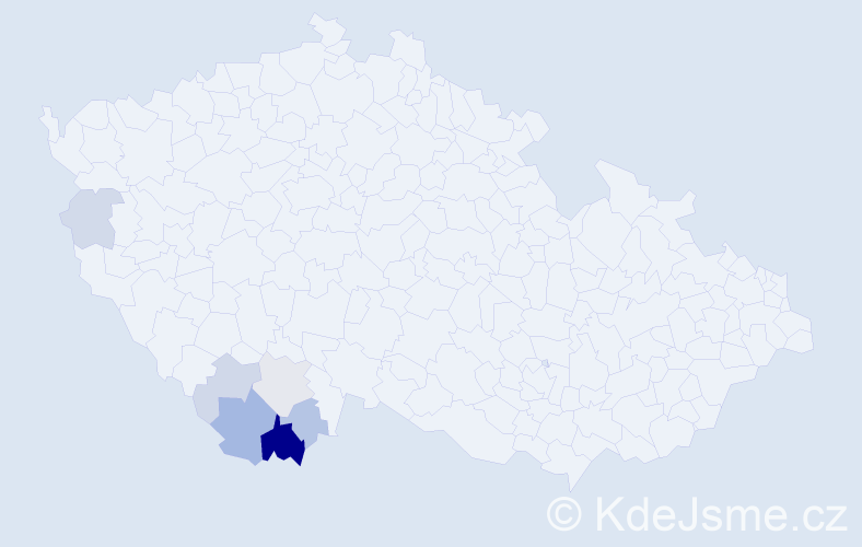 Příjmení: 'Dekretová', počet výskytů 16 v celé ČR