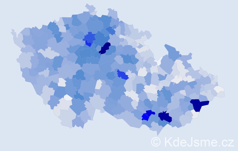 Příjmení: 'Šťastná', počet výskytů 6496 v celé ČR