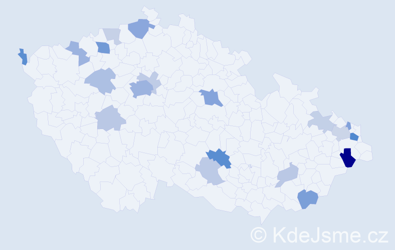 Příjmení: 'Vasil', počet výskytů 47 v celé ČR