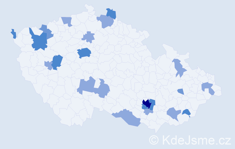 Příjmení: 'Medvěd', počet výskytů 43 v celé ČR