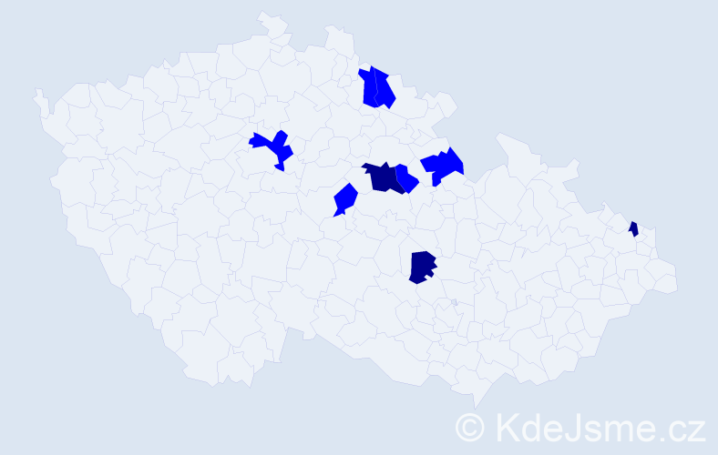 Příjmení: 'Dadíková', počet výskytů 12 v celé ČR