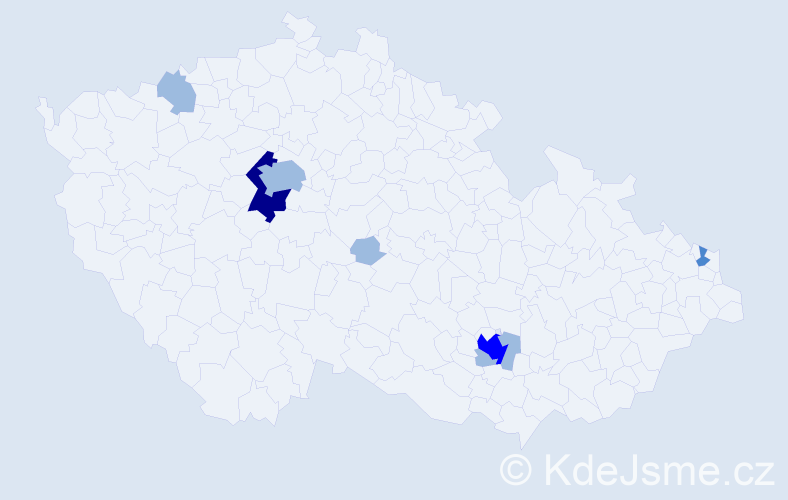 Příjmení: 'Košecká', počet výskytů 13 v celé ČR