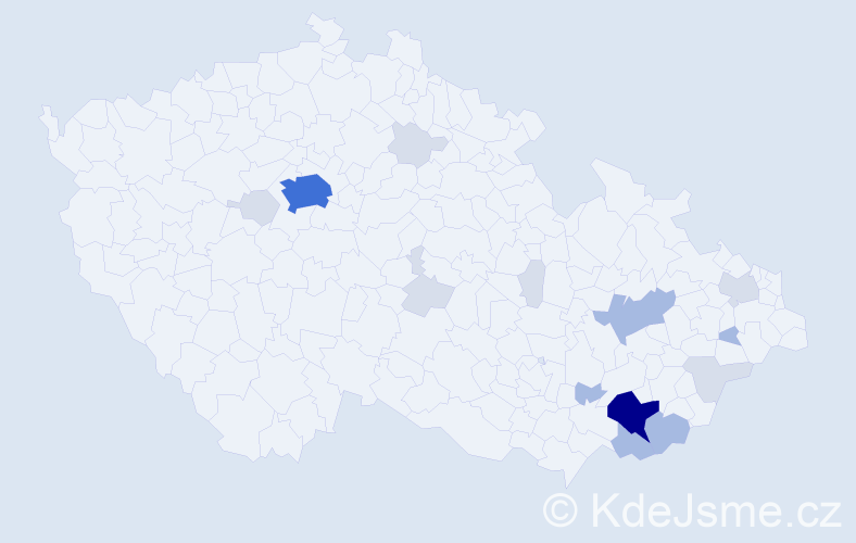 Příjmení: 'Machynková', počet výskytů 52 v celé ČR