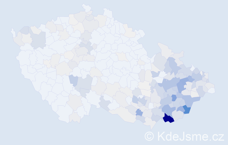 Příjmení: 'Tomeček', počet výskytů 1135 v celé ČR