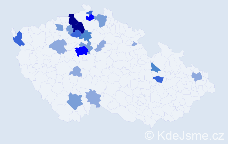 Příjmení: 'Bér', počet výskytů 62 v celé ČR