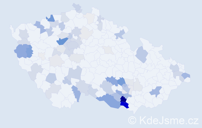 Příjmení: 'Vršková', počet výskytů 255 v celé ČR