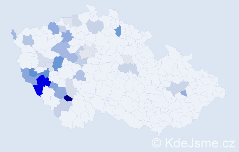 Příjmení: 'Volmut', počet výskytů 88 v celé ČR