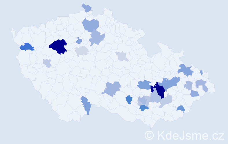 Příjmení: 'Karhánek', počet výskytů 66 v celé ČR