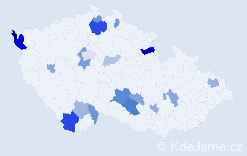 Příjmení: 'Wildmannová', počet výskytů 53 v celé ČR