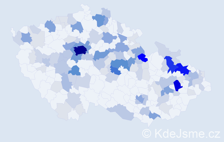 Příjmení: 'Lesák', počet výskytů 391 v celé ČR