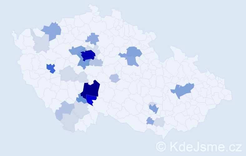 Příjmení: 'Vančata', počet výskytů 110 v celé ČR