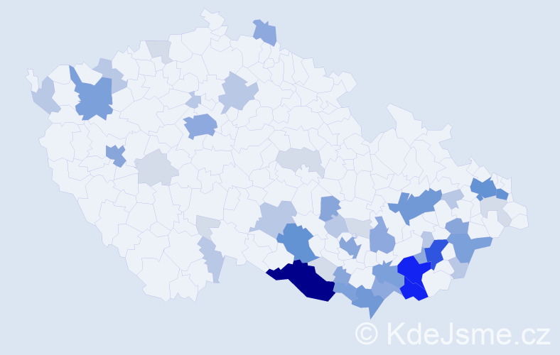Příjmení: 'Pavlačka', počet výskytů 170 v celé ČR
