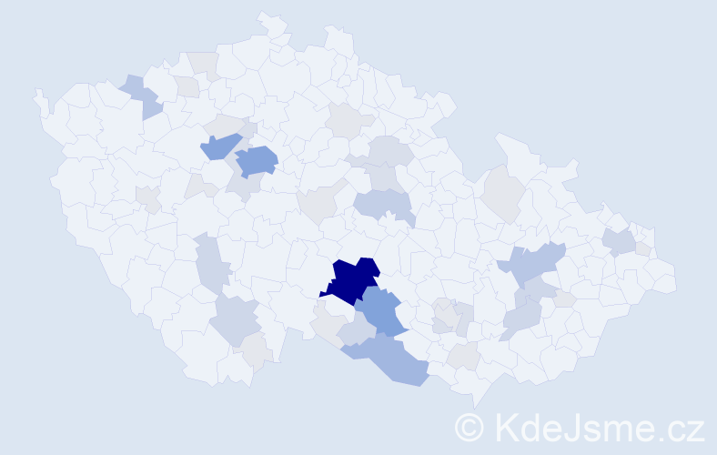 Příjmení: 'Varhaník', počet výskytů 139 v celé ČR