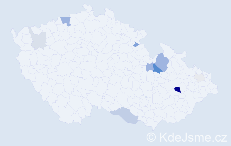 Příjmení: 'Koppa', počet výskytů 21 v celé ČR