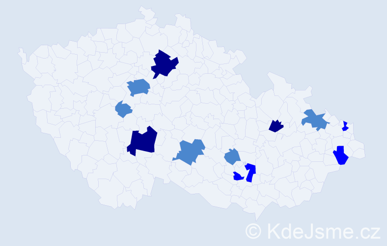 Příjmení: 'Krubl', počet výskytů 20 v celé ČR