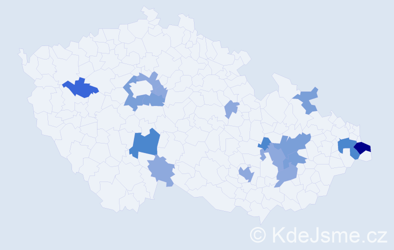 Příjmení: 'Čepec', počet výskytů 37 v celé ČR