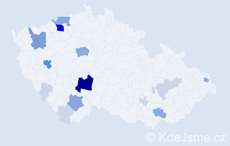 Příjmení: 'Tychtlová', počet výskytů 54 v celé ČR