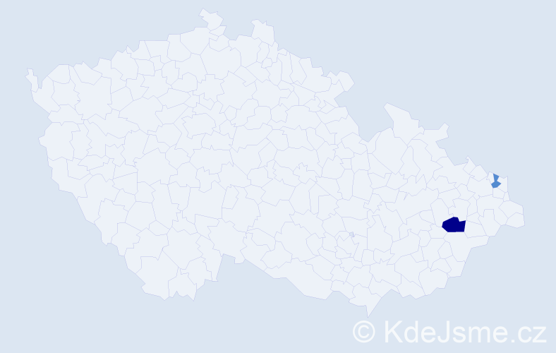 Příjmení: 'Mesiačková', počet výskytů 3 v celé ČR