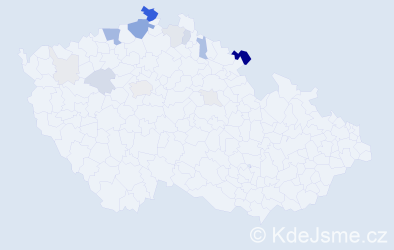 Příjmení: 'Deňo', počet výskytů 58 v celé ČR