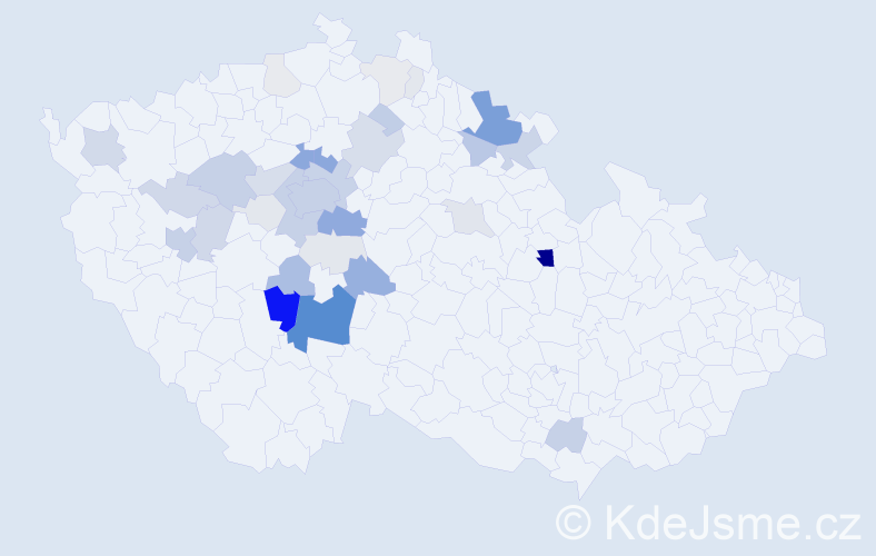 Příjmení: 'Vostřáková', počet výskytů 158 v celé ČR