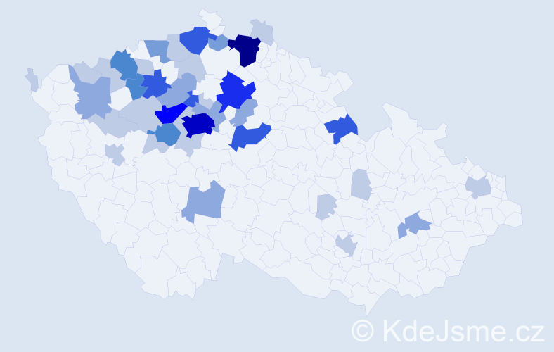 Příjmení: 'Gruncl', počet výskytů 116 v celé ČR