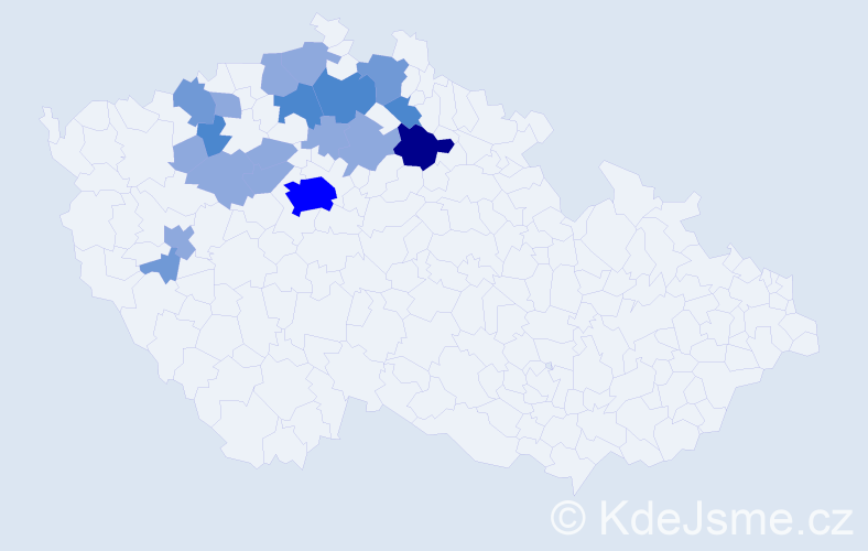 Příjmení: 'Vokráčková', počet výskytů 38 v celé ČR