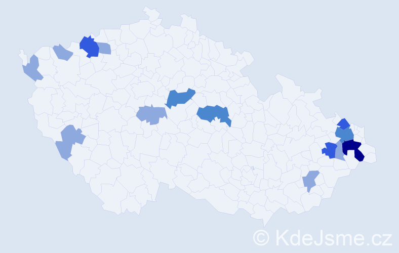 Příjmení: 'Modrovičová', počet výskytů 28 v celé ČR