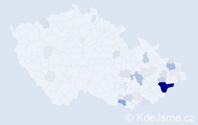 Příjmení: 'Strbačka', počet výskytů 103 v celé ČR