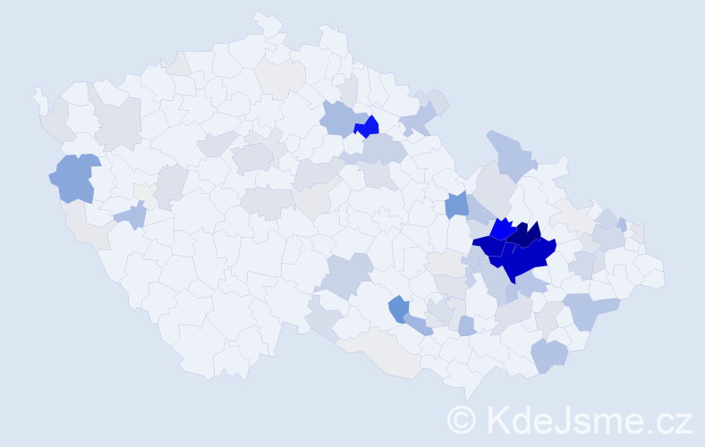 Příjmení: 'Kráčmarová', počet výskytů 396 v celé ČR