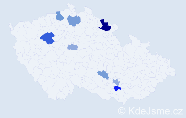 Příjmení: 'Bodó', počet výskytů 22 v celé ČR