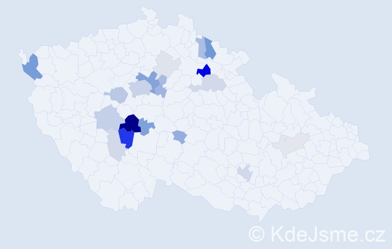 Příjmení: 'Kotrbáček', počet výskytů 66 v celé ČR