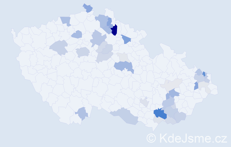 Příjmení: 'Kasan', počet výskytů 136 v celé ČR