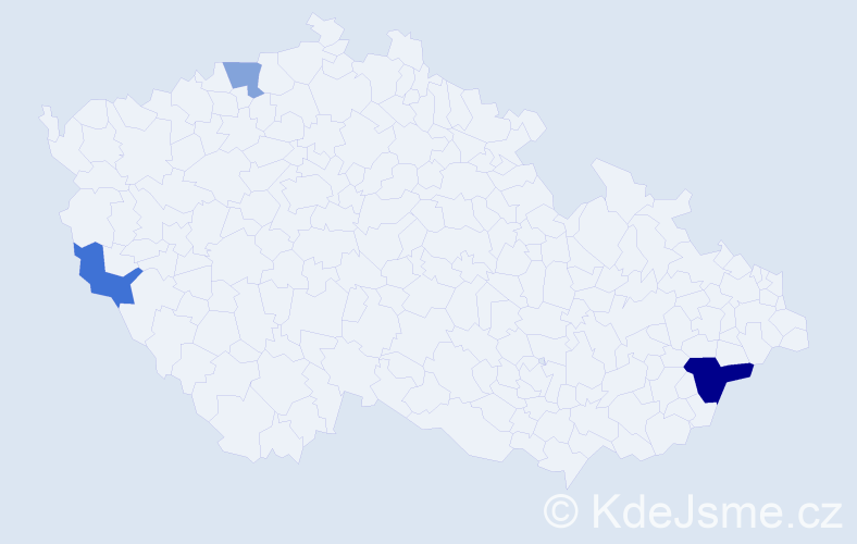 Příjmení: 'Ridel', počet výskytů 5 v celé ČR