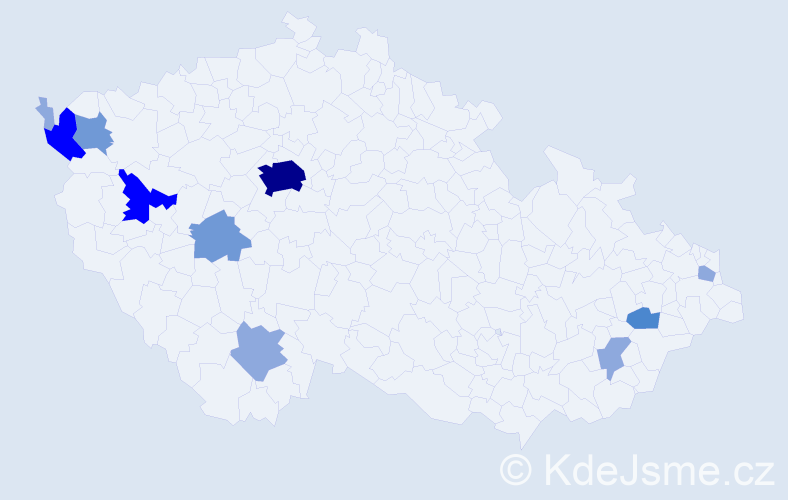 Příjmení: 'Čmok', počet výskytů 25 v celé ČR