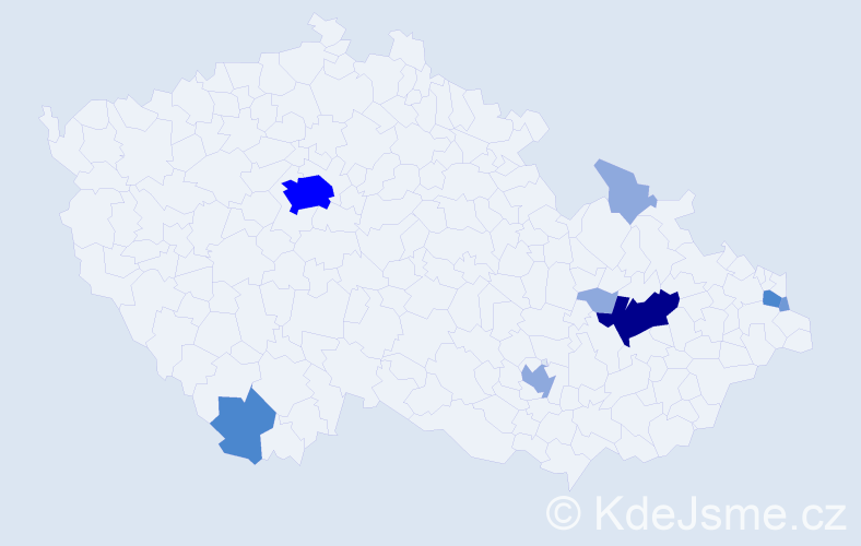 Příjmení: 'Prochaska', počet výskytů 21 v celé ČR