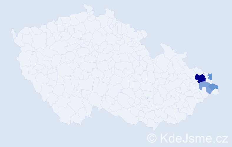 Příjmení: 'Koczy', počet výskytů 16 v celé ČR