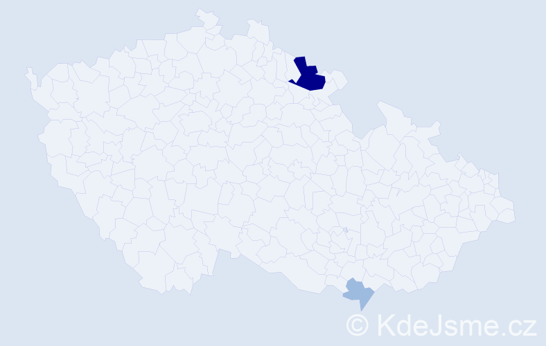 Příjmení: 'Fribová', počet výskytů 5 v celé ČR