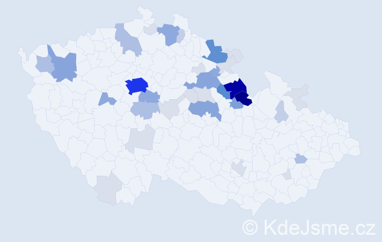 Příjmení: 'Cabalková', počet výskytů 145 v celé ČR