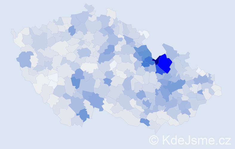 Příjmení: 'Kubíček', počet výskytů 4084 v celé ČR