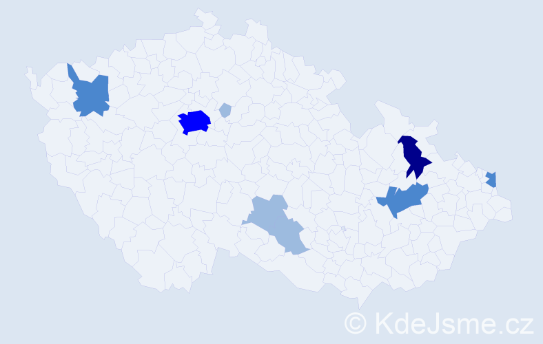 Příjmení: 'Dvorák', počet výskytů 16 v celé ČR