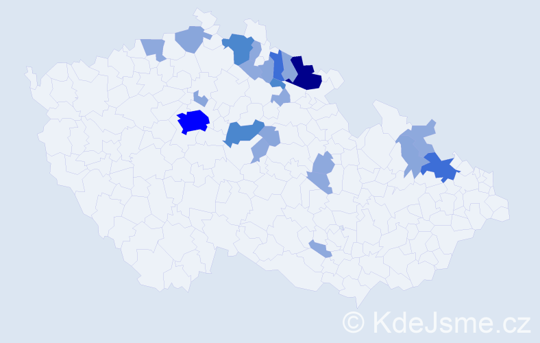 Příjmení: 'Hančil', počet výskytů 59 v celé ČR