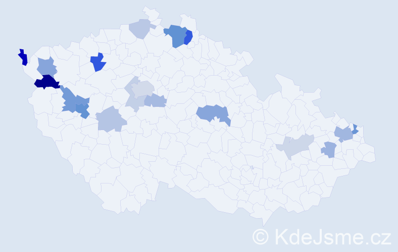 Příjmení: 'Kimák', počet výskytů 45 v celé ČR