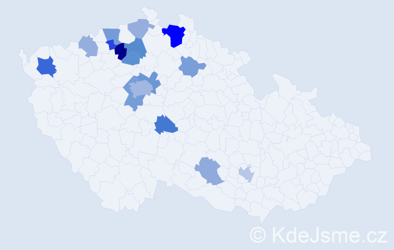 Příjmení: 'Chabera', počet výskytů 36 v celé ČR