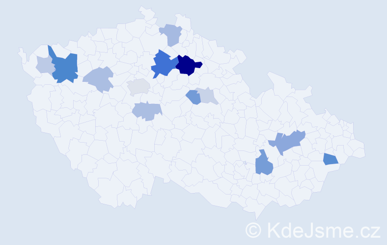 Příjmení: 'Vynikal', počet výskytů 34 v celé ČR