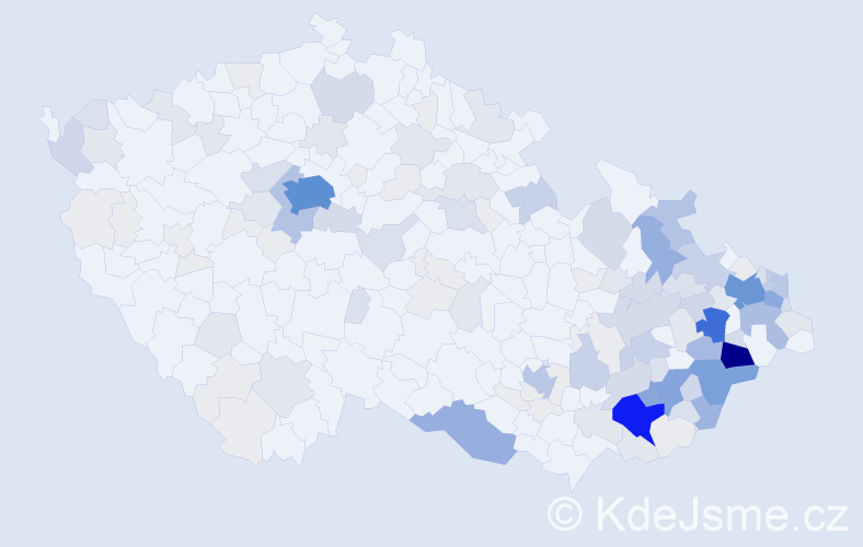 Příjmení: 'Fusková', počet výskytů 542 v celé ČR