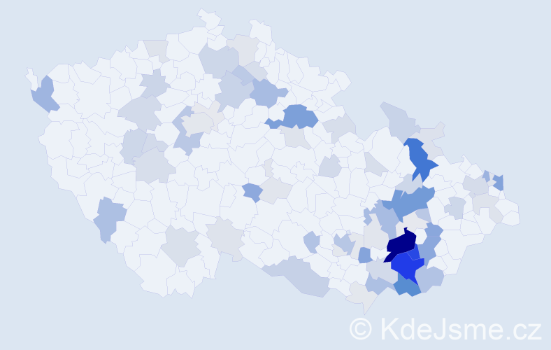 Příjmení: 'Melichárek', počet výskytů 292 v celé ČR