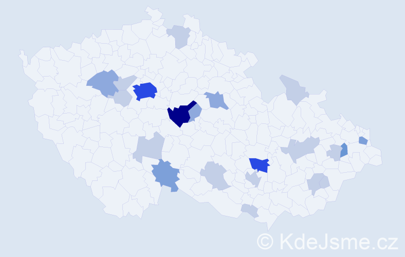 Příjmení: 'Cypra', počet výskytů 53 v celé ČR