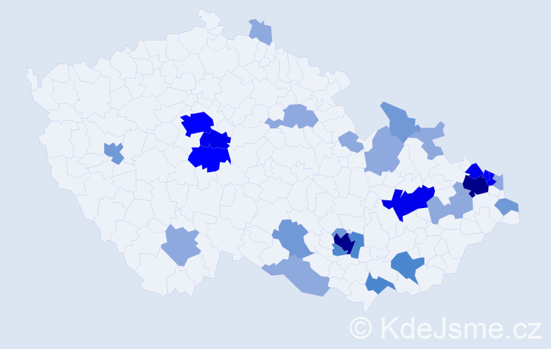 Příjmení: 'Jordan', počet výskytů 76 v celé ČR