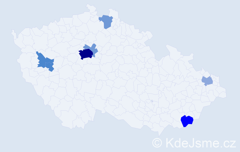 Příjmení: 'Pacolt', počet výskytů 21 v celé ČR