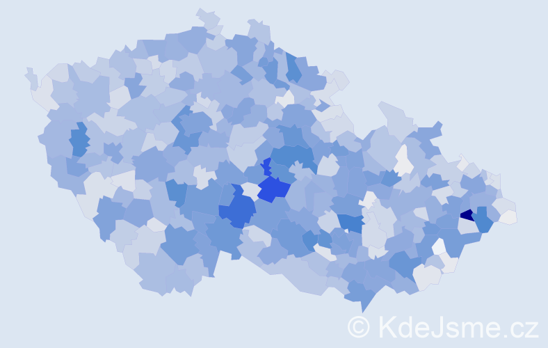 Příjmení: 'Blažek', počet výskytů 7303 v celé ČR